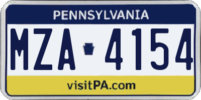 PA license plate MZA4154