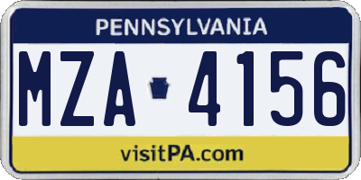 PA license plate MZA4156