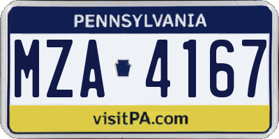 PA license plate MZA4167