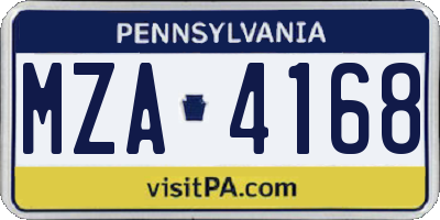 PA license plate MZA4168
