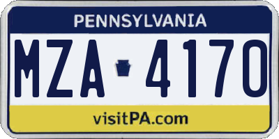PA license plate MZA4170