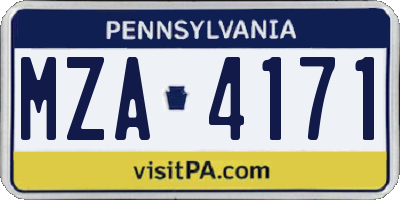 PA license plate MZA4171