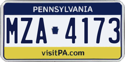 PA license plate MZA4173