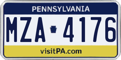 PA license plate MZA4176