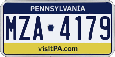 PA license plate MZA4179