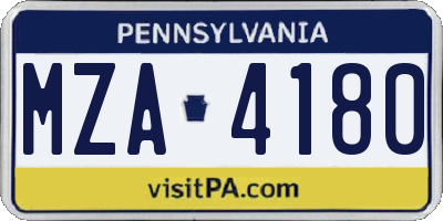PA license plate MZA4180