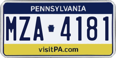 PA license plate MZA4181