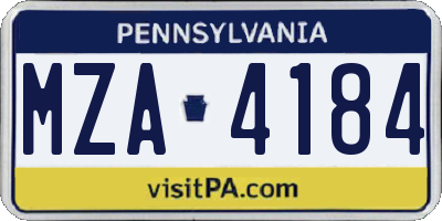 PA license plate MZA4184