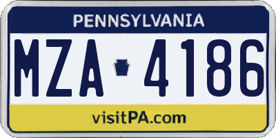 PA license plate MZA4186