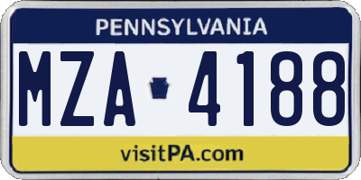 PA license plate MZA4188