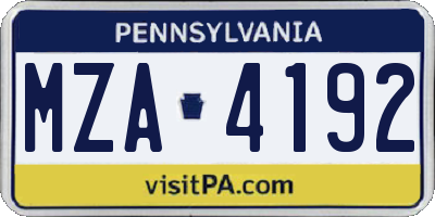 PA license plate MZA4192