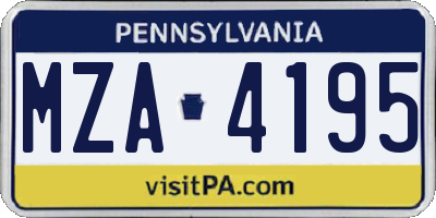 PA license plate MZA4195