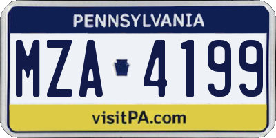 PA license plate MZA4199