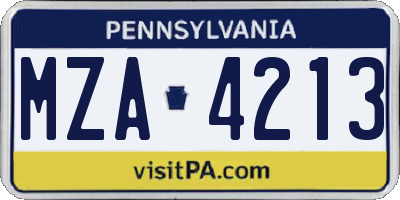 PA license plate MZA4213