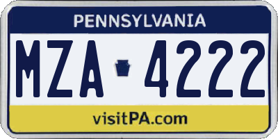 PA license plate MZA4222