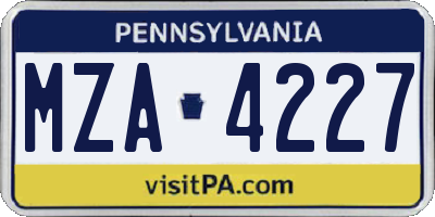 PA license plate MZA4227