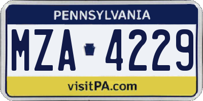 PA license plate MZA4229