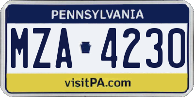 PA license plate MZA4230