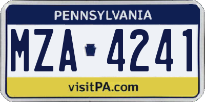 PA license plate MZA4241