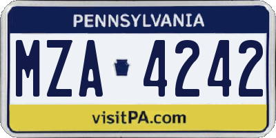 PA license plate MZA4242