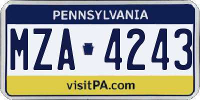 PA license plate MZA4243