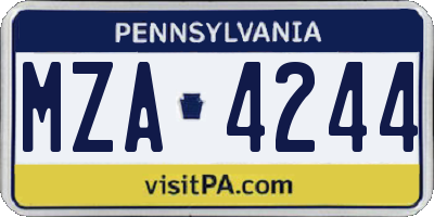 PA license plate MZA4244