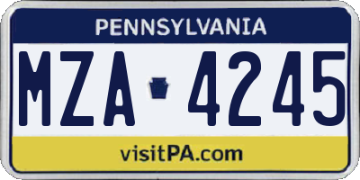 PA license plate MZA4245