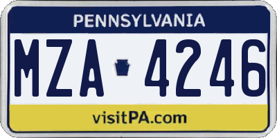 PA license plate MZA4246