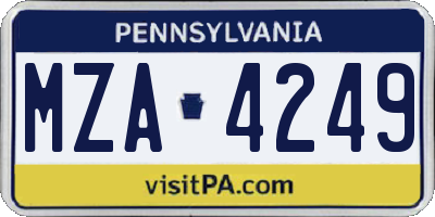 PA license plate MZA4249