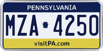 PA license plate MZA4250