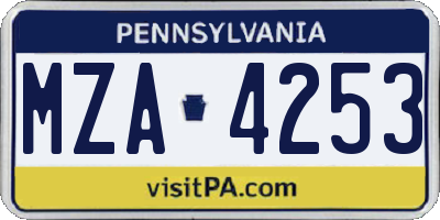 PA license plate MZA4253