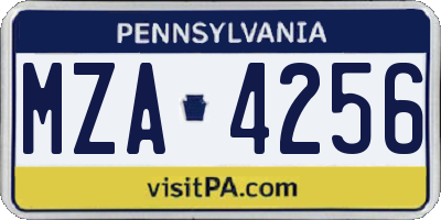 PA license plate MZA4256