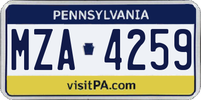 PA license plate MZA4259