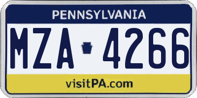 PA license plate MZA4266