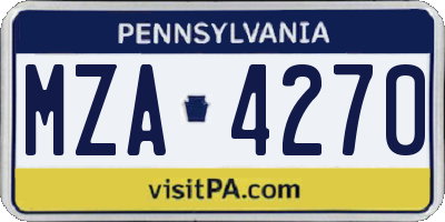 PA license plate MZA4270