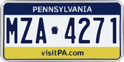 PA license plate MZA4271