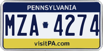 PA license plate MZA4274