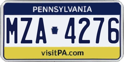 PA license plate MZA4276