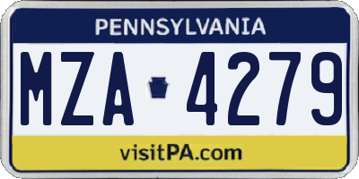PA license plate MZA4279