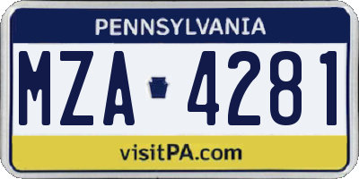 PA license plate MZA4281