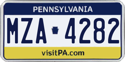 PA license plate MZA4282