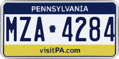 PA license plate MZA4284