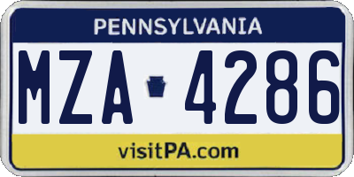 PA license plate MZA4286