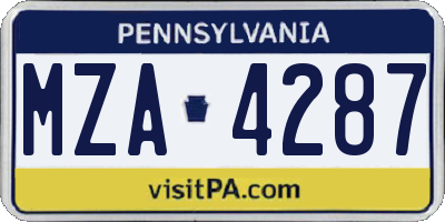 PA license plate MZA4287