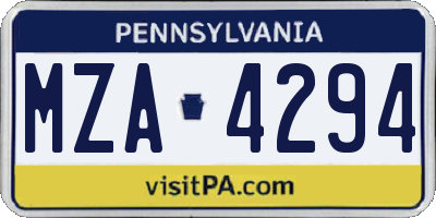 PA license plate MZA4294