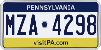 PA license plate MZA4298