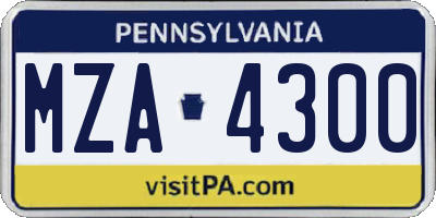 PA license plate MZA4300