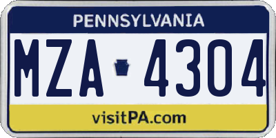 PA license plate MZA4304