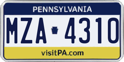 PA license plate MZA4310