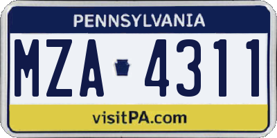 PA license plate MZA4311